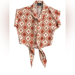 Women Top Orange and White Size XS